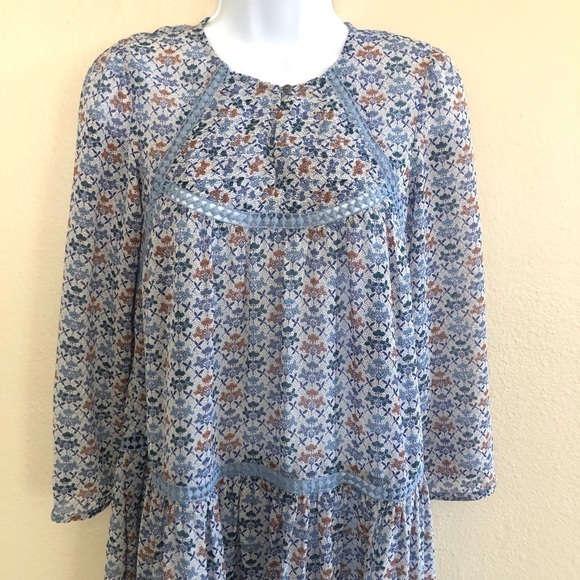 Anthropologie Holding Horses Betony Swing Crochet Prairie Floral Dress Sz 0/UK 4 - Picture 3 of 15